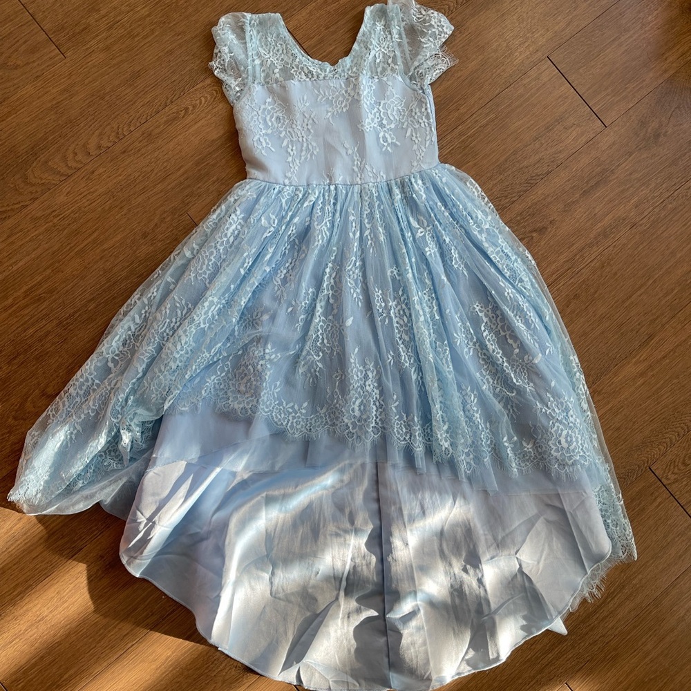 TRISH SCULLY girls size 8 blue lace dress